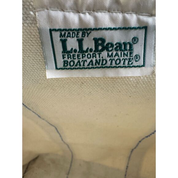 L.L. Bean Boat and Tote Vintage 90s Cream Burgundy Canvas Tote Bag - READ - Picture 3 of 9
